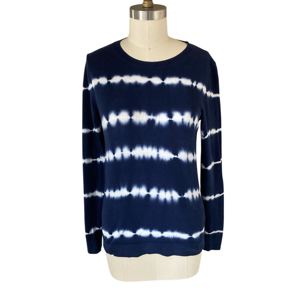 J. Crew Teddie Blue and White Long Sleeve Crew Neck Sweater, Sz S